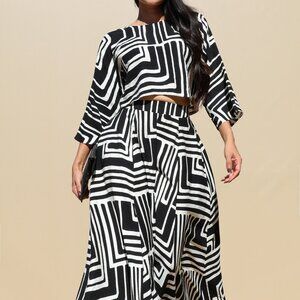 Black & White Matching Skirt Set